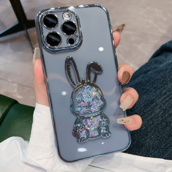 Plastic Electroplating Lens Protector Phone Case Year Quicksand Rabbit All-inclusive Drop-resistant - Image 2