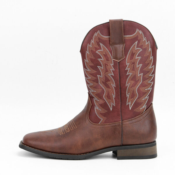 Western Denim Square Toe Motorcycle Men's Boots - Image 7