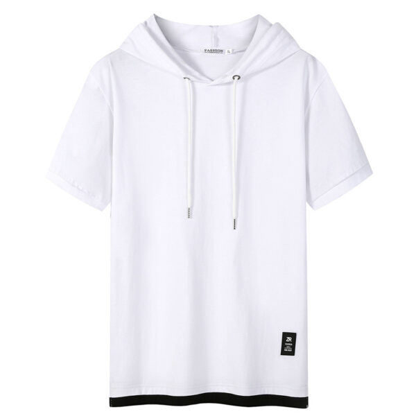 Casual Simple Men's Clothing Cotton Hooded T-shirt - Image 9