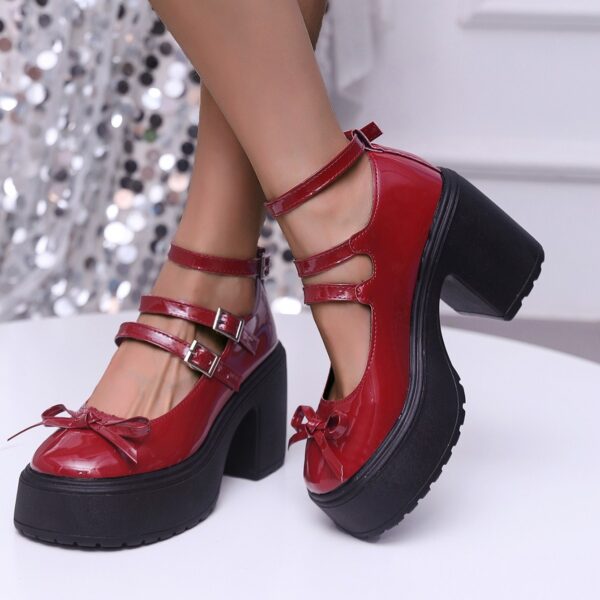 Women's Thick-soled Lace-up Loafers Fall Versatile British Leather Shoes - Image 2