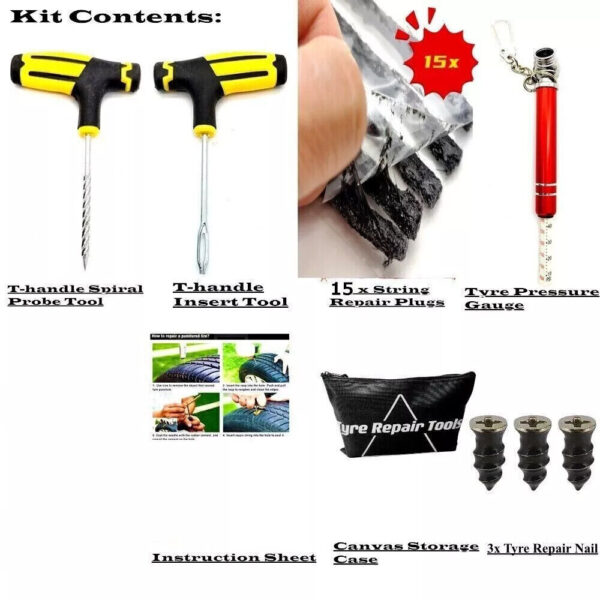 22Pcs Emergency Tyre Puncture Repair Kit Car Van Motorcycle Tubeless Tire Strips - Image 5