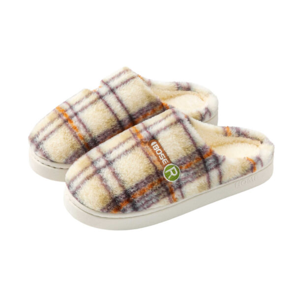 Women's Home Plush Warm Non-slip Plaid Cotton Shoes - Image 5