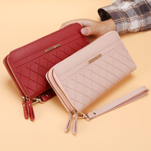 Women's Simple Double Zipper Multiple Card Slots Long Wallet - Image 8