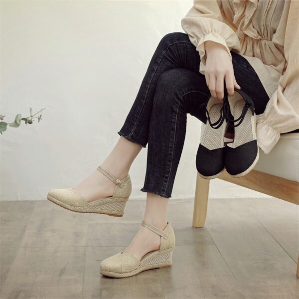 Wedge Sandals Women's Ankle-strap Buckle High Heel - Image 5