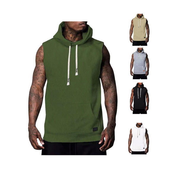 Sleeveless Vest Top Men's Waistcoat Hooded - Image 6