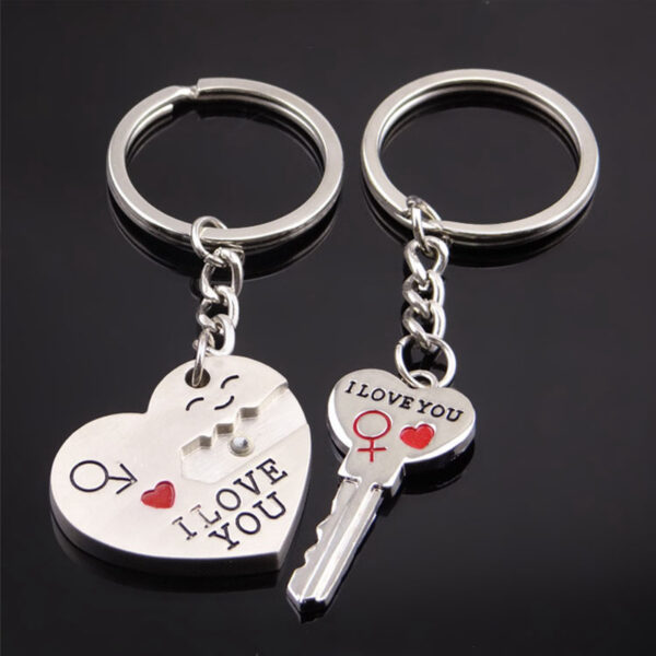 Magnetic I Love You Heart Lock Key Pendant Couple Keychains - Image 2