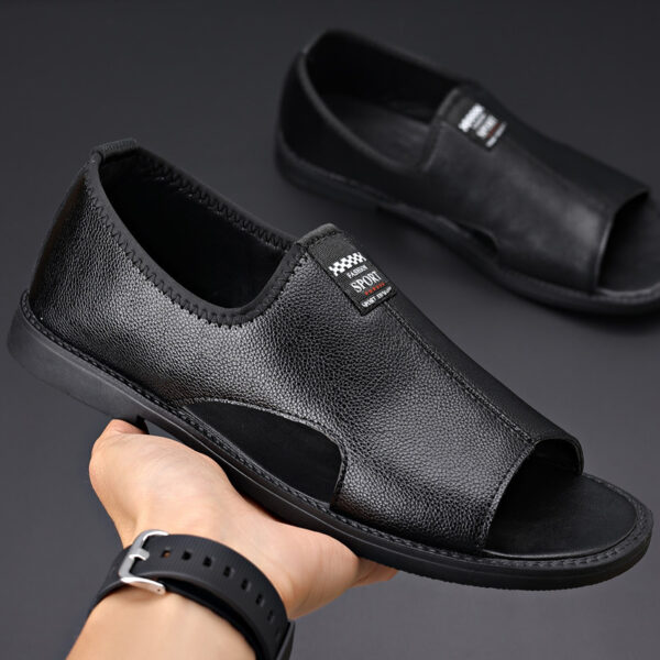 Roman Casual Sandals Soft Leather Non-slip Men - Image 2