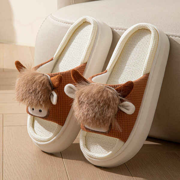 Spring And Autumn Linen Indoor Home Cartoon Eva Soft Bottom Mute Sweat-absorbent Slippers For Women - Image 5