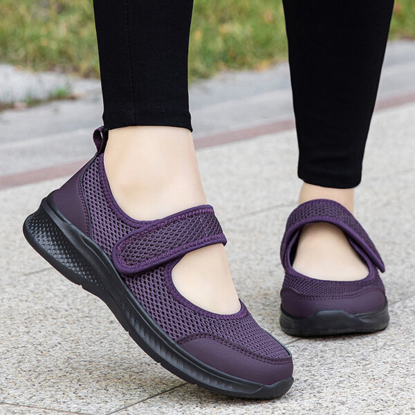 Low-top Thick Bottom Hollow Buckle Casual Mesh Shoes For The Old - Image 3