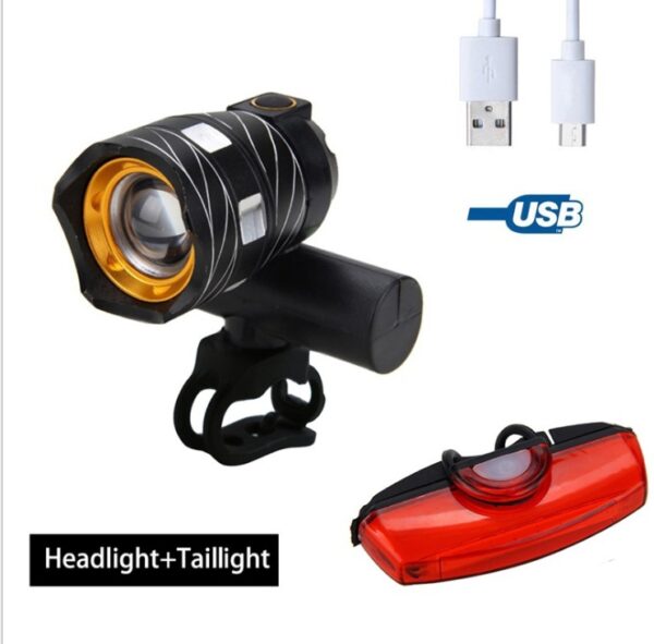 New bicycle USB light Highlight warning light Mountain bike headlights Charging headlight accessories - Image 2