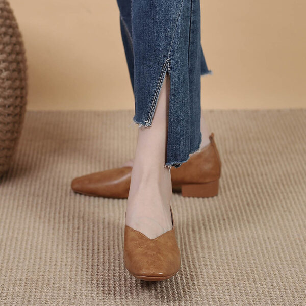 Square Toe Granny Shoes Flat Low-cut Shoes Casual All-matching - Image 5
