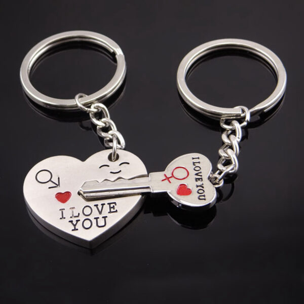 Magnetic I Love You Heart Lock Key Pendant Couple Keychains - Image 3