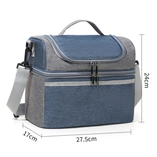 Double-layer Color Matching Lunch Bag Thick Aluminum Foil Large Capacity Insulated Bag - Image 6