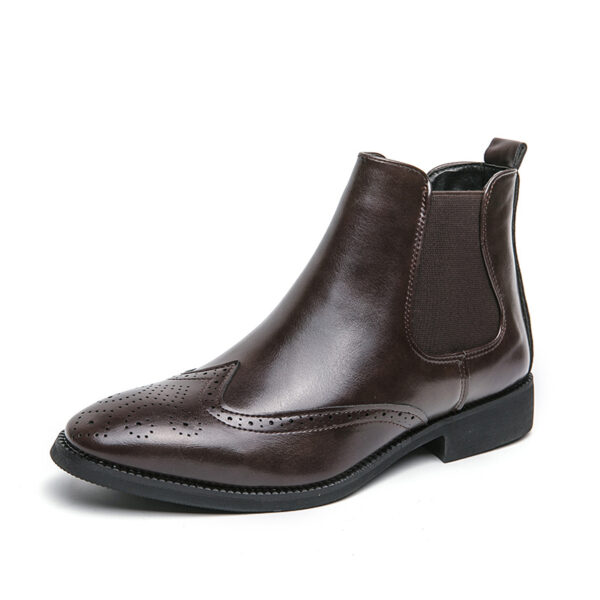 High-top Leather Shoes Men's Pointed Chelsea Booties - Image 4