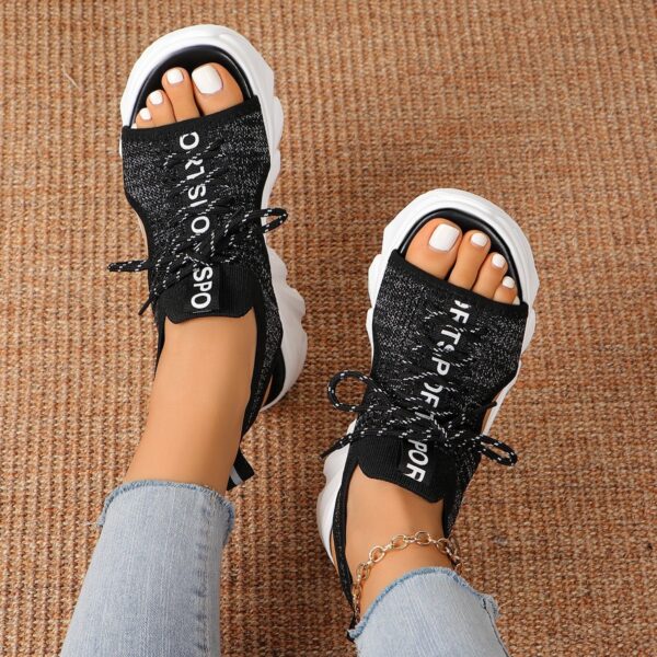 Women's Shoes Fashion Hollowed-out Mid Heel Mesh Sports Platform Sandals - Image 6
