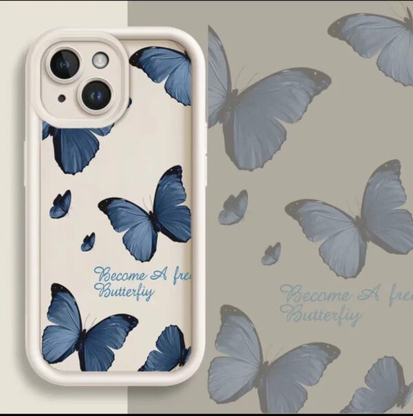 Blue Butterfly Printed Edging Drop-resistant Phone Case - Image 6