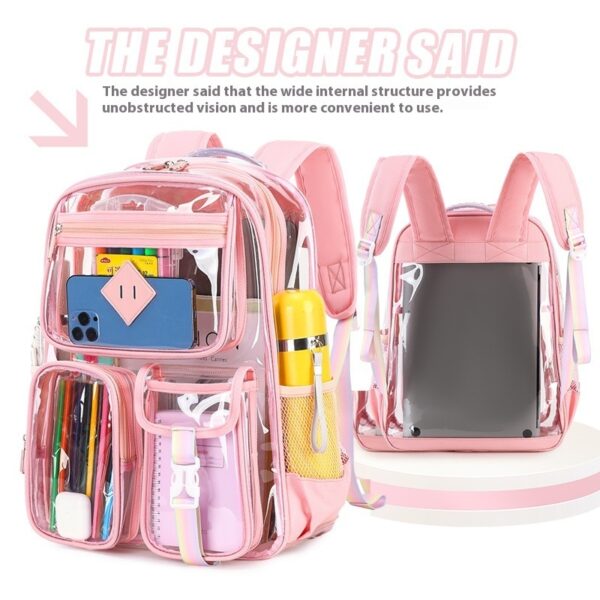 Transparent Bag Waterproof Primary School Student Schoolbag For Junior High School Grade - Image 6