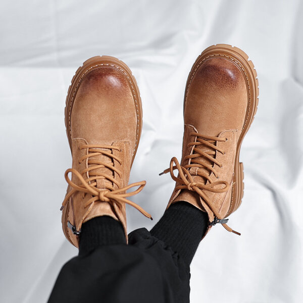 High-top Leather Shoes Leather Zipper Short Boots - Image 7