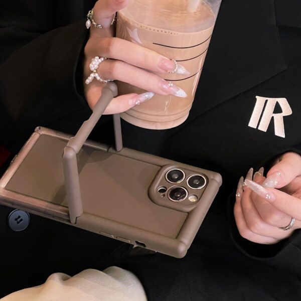 Skin Feeling Solid Color  Phone Case Roman Column 14Pro Three-dimensional Invisible Bracket 1312 Protective Case - Image 7