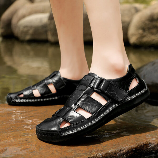 Handmade Stitching Leather Casual Beach Men's Sandals - Image 7