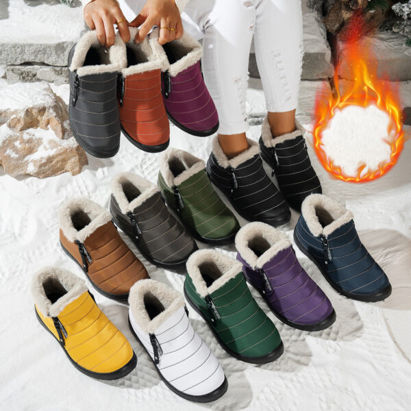 Waterproof Umbrella Cloth Snow Boots Low-top Side Zipper Non-slip Cotton-padded Boots - Image 7