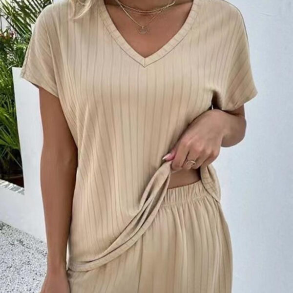 Spring And Summer New Knit Casual Home Two-piece Suit For Women - Image 9