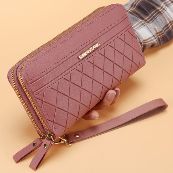 Women's Simple Double Zipper Multiple Card Slots Long Wallet - Image 2