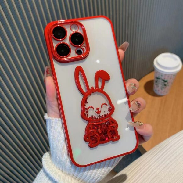 Plastic Electroplating Lens Protector Phone Case Year Quicksand Rabbit All-inclusive Drop-resistant - Image 3