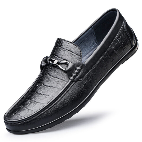 Round Toe Embossed Casual Leather Shoes Flat Heel - Image 4