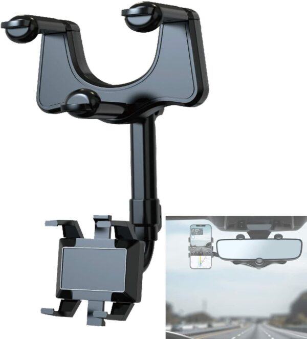 Rotatable And Retractable Car Phone Holder Rearview Mirror UK Stock - Image 3