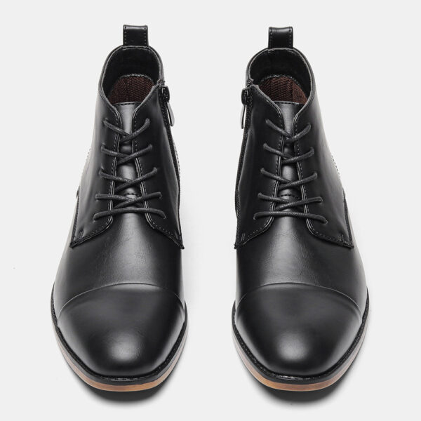 Plus Size Men's Chelsea Boots Inside Zipper Leather Boots - Image 9