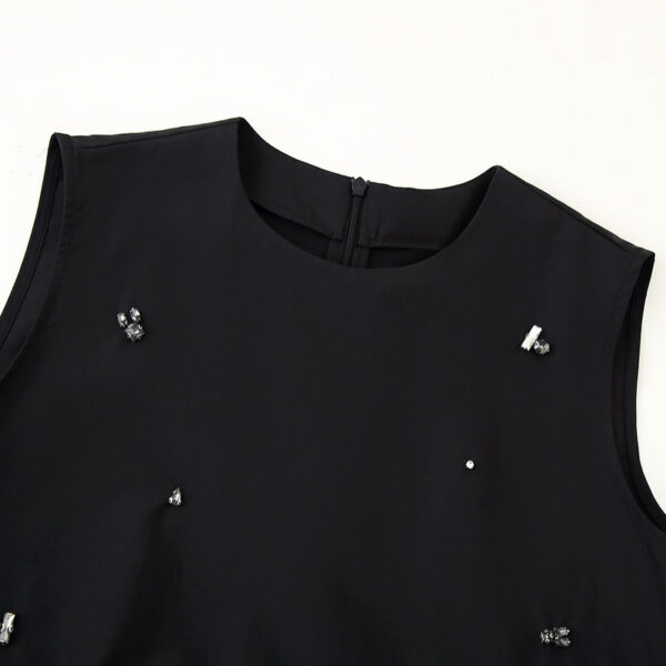 Irregular Design Beaded Ruffled Sleeveless Shirt For Women - Image 4