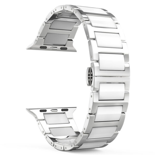 Universal Stainless Steel And Black Ceramics Apple Stainless Steel Strap - Image 2