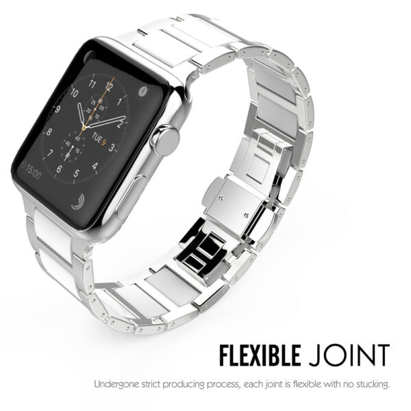 Universal Stainless Steel And Black Ceramics Apple Stainless Steel Strap - Image 4