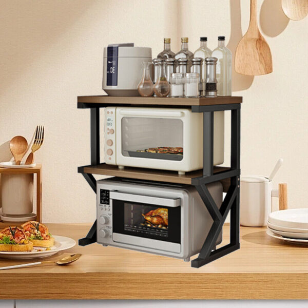 3 Tier Expandable Microwave Oven Rack Stand Storage Holder Kitchen Corner Shelf - Image 4