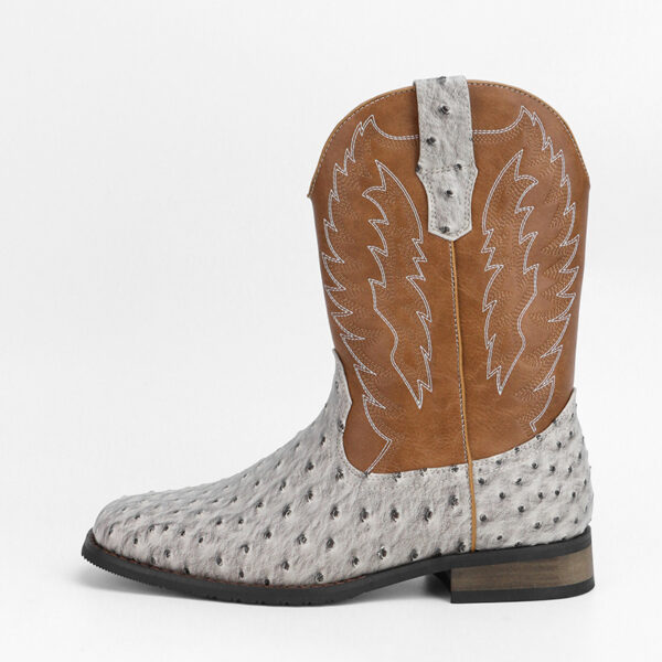 Western Denim Square Toe Motorcycle Men's Boots - Image 9