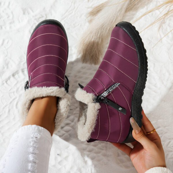 Waterproof Umbrella Cloth Snow Boots Low-top Side Zipper Non-slip Cotton-padded Boots - Image 2