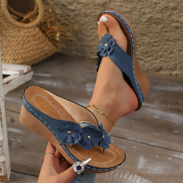 Flower Stitching Wedge Women's Sandals - Image 4
