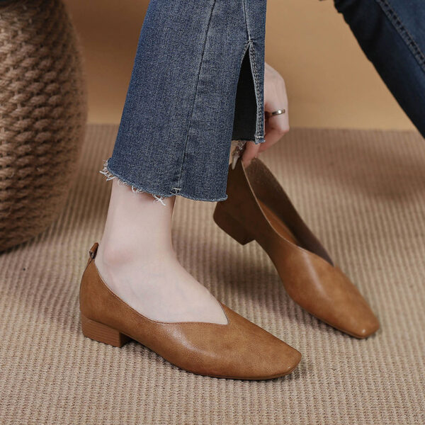 Square Toe Granny Shoes Flat Low-cut Shoes Casual All-matching - Image 2