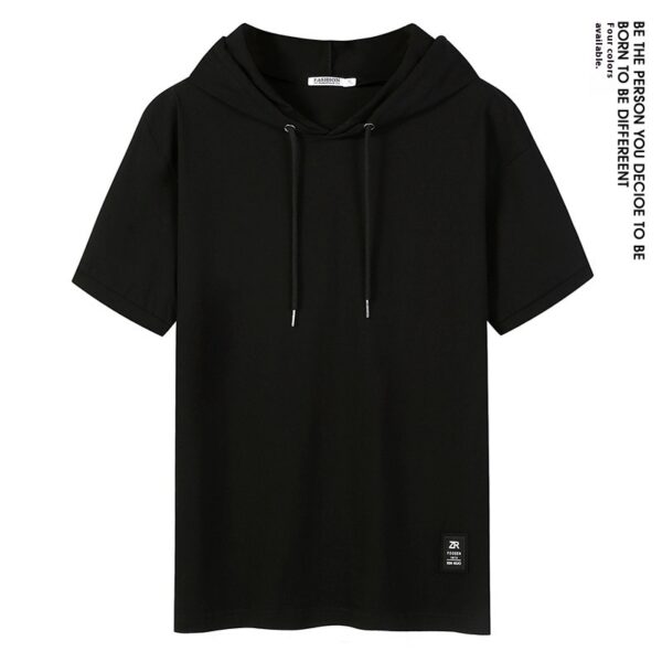 Casual Simple Men's Clothing Cotton Hooded T-shirt - Image 10