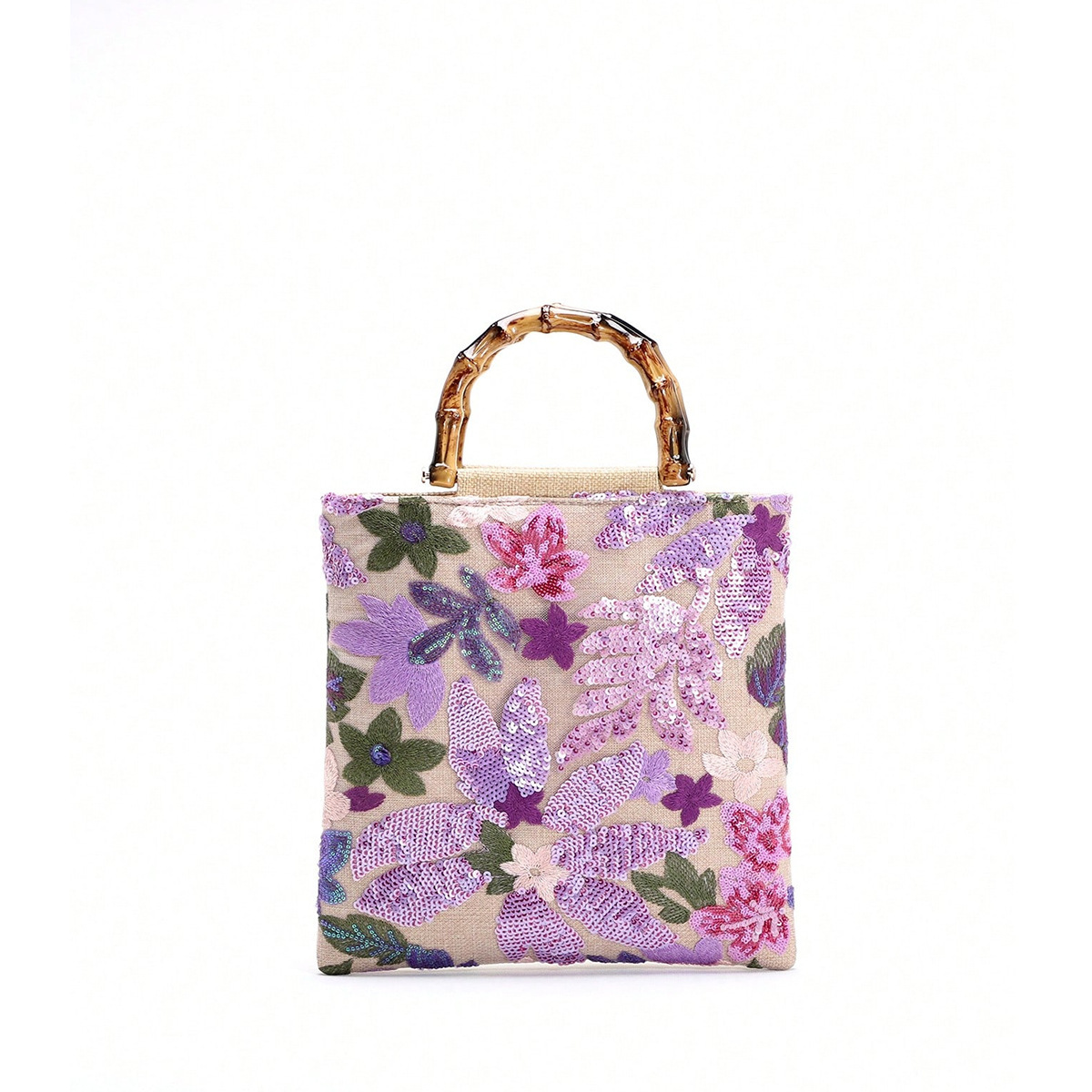 Colorful Sequins Vintage Embroidered Bamboo Handbag - Image 7
