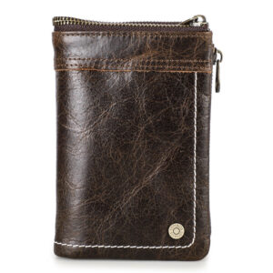 Black Angel Leather RFID Anti-theft Brush Men's Wallet