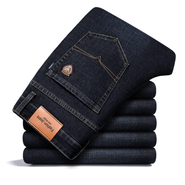 Fleece-lined Men's Loose Straight Plus Size Jeans - Image 7
