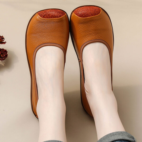 First Layer Cow Autumn Leather Shoes Flat Heel Comfort - Image 4