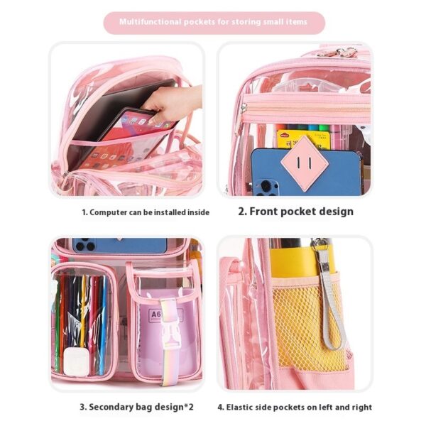 Transparent Bag Waterproof Primary School Student Schoolbag For Junior High School Grade - Image 4