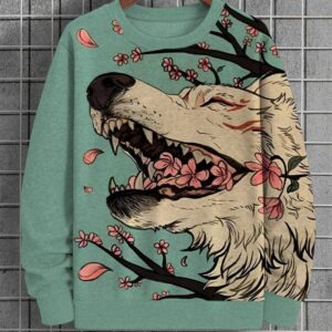 Women's 3d Digital Printing Casual Round Neck Pullover Sweater