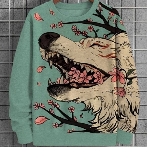 Women's 3d Digital Printing Casual Round Neck Pullover Sweater