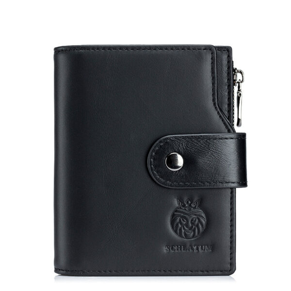 First Layer Cowhide RFID Anti-theft Swiping Leather  European And American Retro Men's Short Vertical Wallet