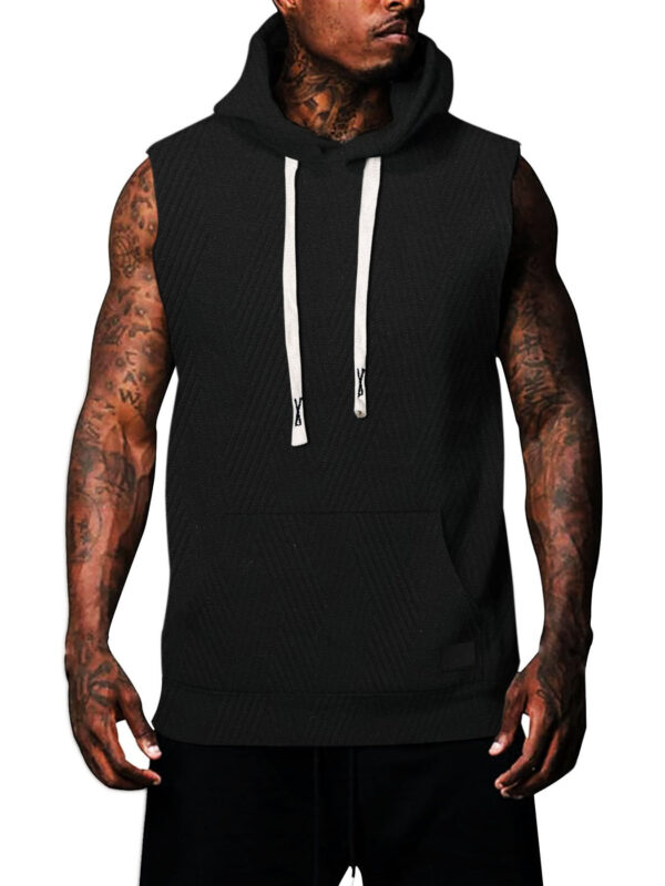 Sleeveless Vest Top Men's Waistcoat Hooded - Image 4