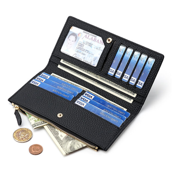 Women's Cowhide Anti-magnetic Anti-theft Long Wallet - Image 4